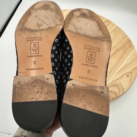 Stubbs and Wooten Loafer Shoes Womens 6 Black Genuine Leather Slip On Preppy - Picture 6 of 7